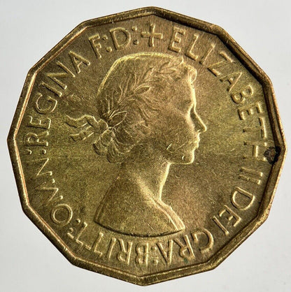 1953 Elizabeth II 2nd Brass Threepence Coin | Very Fine Grade