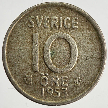 1953 Sweden 10 Ore Silver Coin | Collectable Grade | a8768