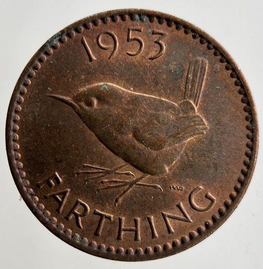 1953 Elizabeth II 2nd Wren Farthing Coin | Very High Grade