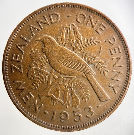 1953 New Zealand One Penny Coin | Fine Collectable Grade