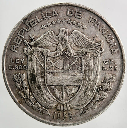 1953 Panama 1/4 Quarter Balboa Silver Coin | Fine Collectable Grade