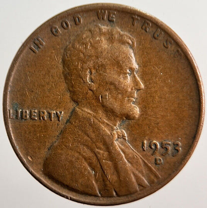 1953-D Lincoln US USA One Cent Coin | Fine Collectable Grade | a3187