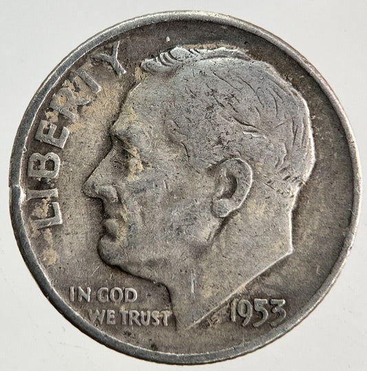 1953-D US USA Roosevelt Dime Silver Coin | Fine Collectable Grade