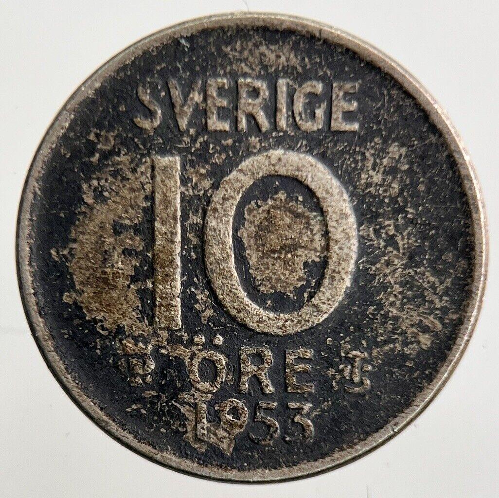 1953 Sweden 10 Ore Silver Coin | Fine Collectable Grade