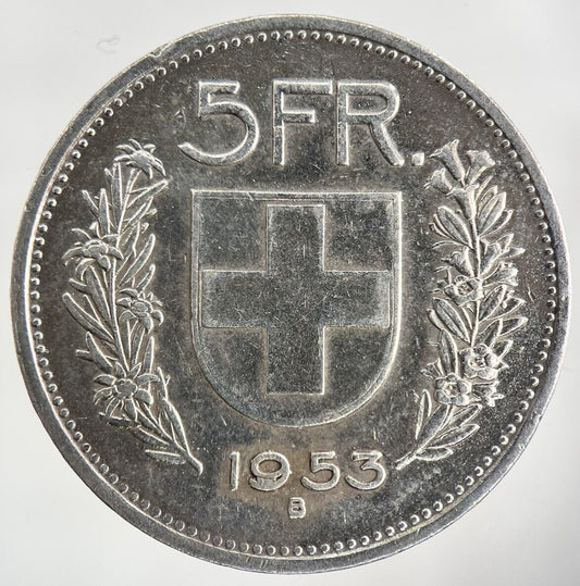 1953 Switzerland Swiss 5 Franc Silver Coin | Fine Collectable Grade