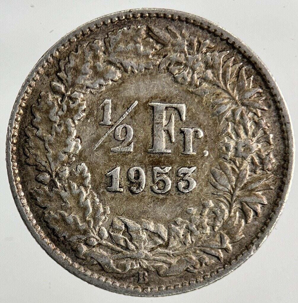 1953 Switzerland Swiss 1/2 Half Franc Silver Coin | Fine Collectable Grade