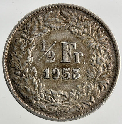 1953 Switzerland Swiss 1/2 Half Franc Silver Coin | Fine Collectable Grade