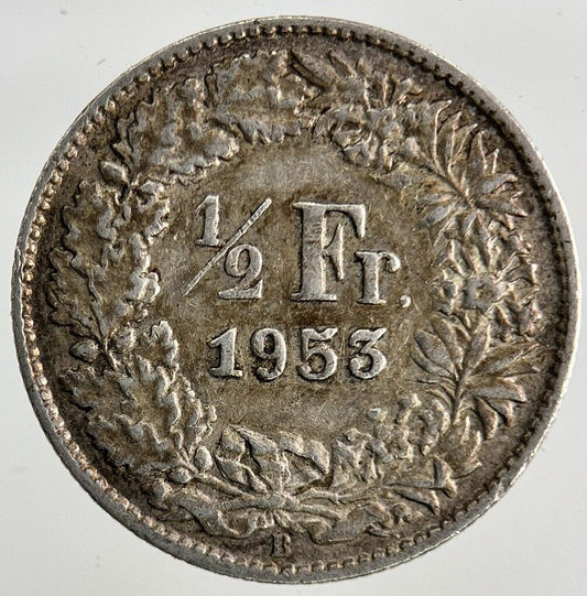 1953 Switzerland Swiss 1/2 Half Franc Silver Coin | Fine Collectable Grade