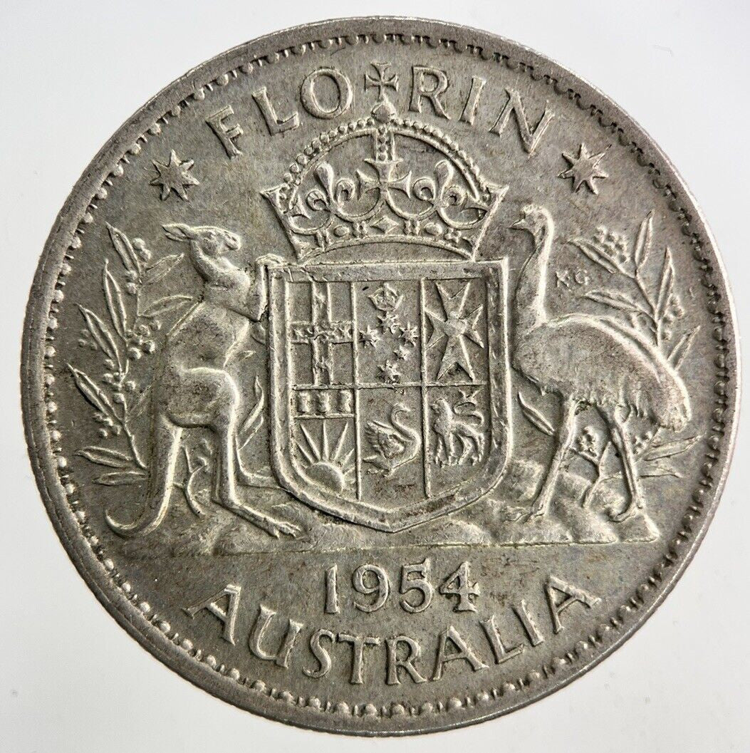 1954 Australia Florin Silver Coin | Fine Collectable Grade