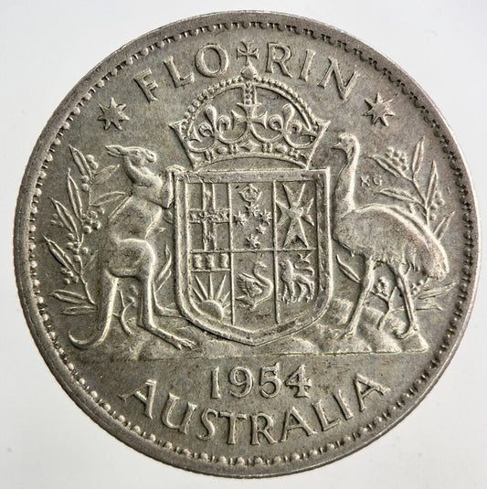 1954 Australia Florin Silver Coin | Fine Collectable Grade