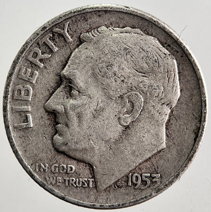 1953-D US USA Roosevelt Dime Silver Coin | Fine Collectable Grade