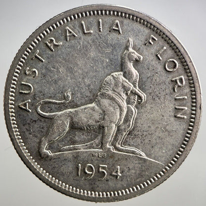 1954 Australia Florin Silver Coin | Very High Grade | a3069