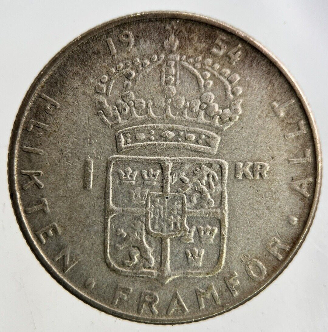 1954 Sweden 1 Krona Silver Coin | Fine Collectable Grade