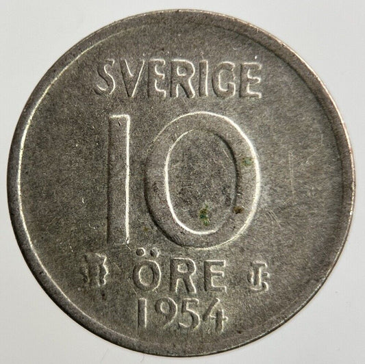1954 Sweden 10 Ore Silver Coin | Fine Collectable Grade
