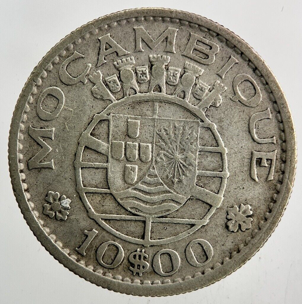1954 Mozambique Portugal 10 Escudos Silver Coin | Fine Collectable Grade