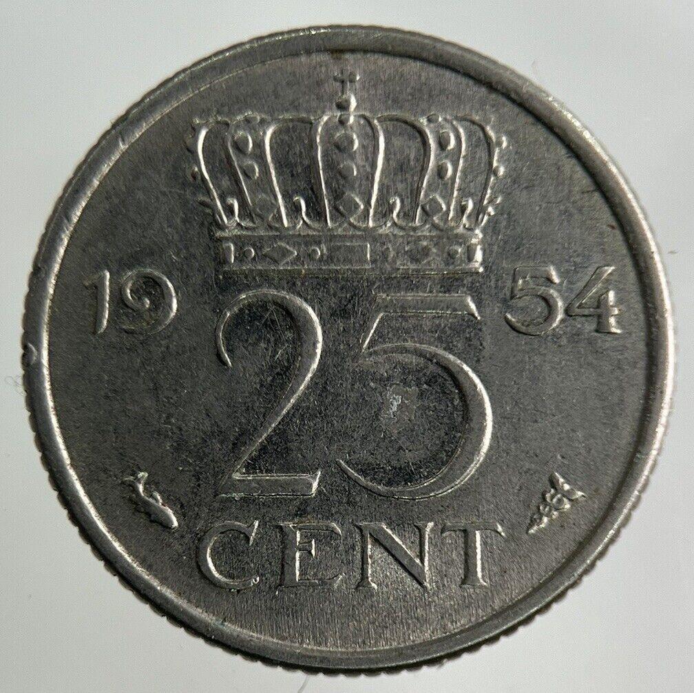 1954 Netherlands 25 Cents Coin | Fine Collectable Grade