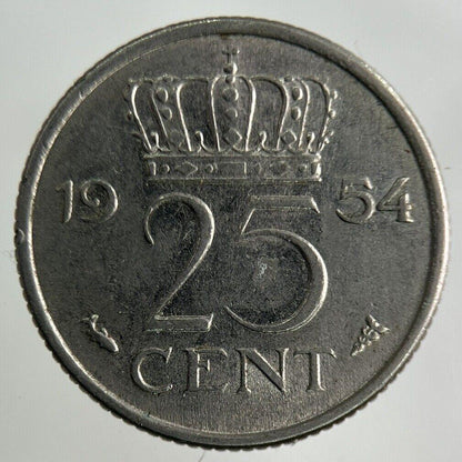 1954 Netherlands 25 Cents Coin | Fine Collectable Grade