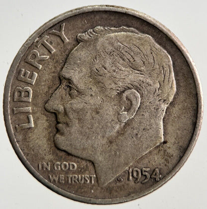 1954 US USA Roosevelt Dime Silver Coin | Collectable Grade