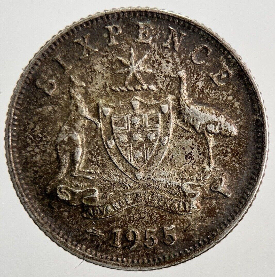 1955 Australia Sixpence Silver Coin | Fine Collectable Grade