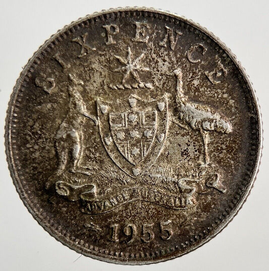 1955 Australia Sixpence Silver Coin | Fine Collectable Grade