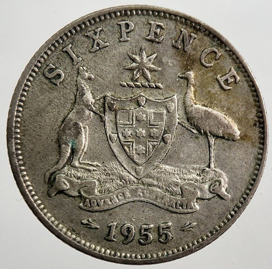 1955 Australia Sixpence Silver Coin | Fine Collectable Grade | a8003