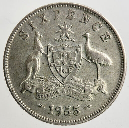 1955 Australia Sixpence Silver Coin | Fine Collectable Grade