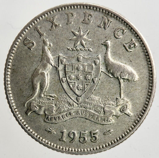 1955 Australia Sixpence Silver Coin | Fine Collectable Grade