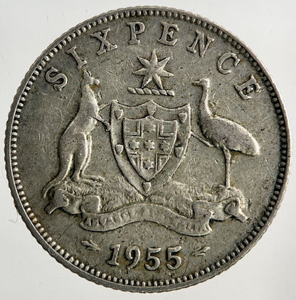 1955 Australia Sixpence Silver Coin | Fine Collectable Grade