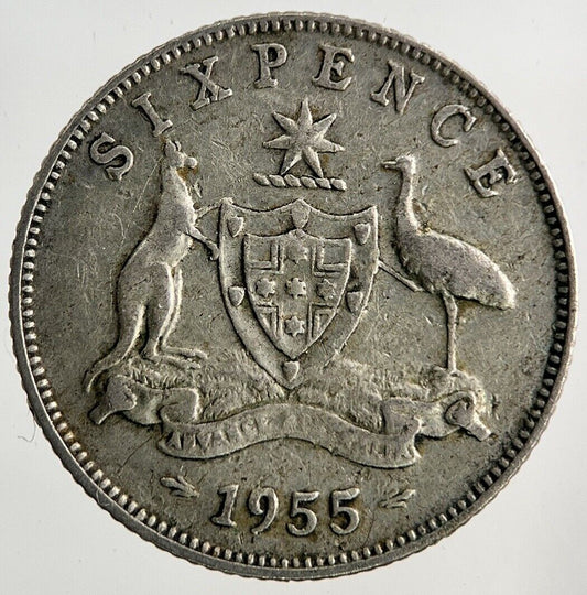 1955 Australia Sixpence Silver Coin | Fine Collectable Grade