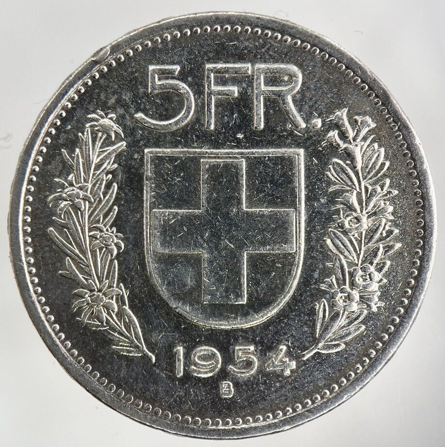 1954 Switzerland Swiss 5 Franc Silver Coin | Fine Collectable Grade