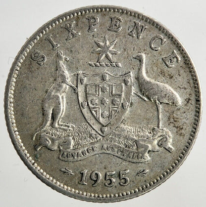 1955 Australia Sixpence Silver Coin | Fine Collectable Grade