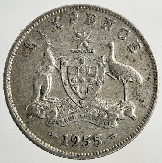 1955 Australia Sixpence Silver Coin | Fine Collectable Grade