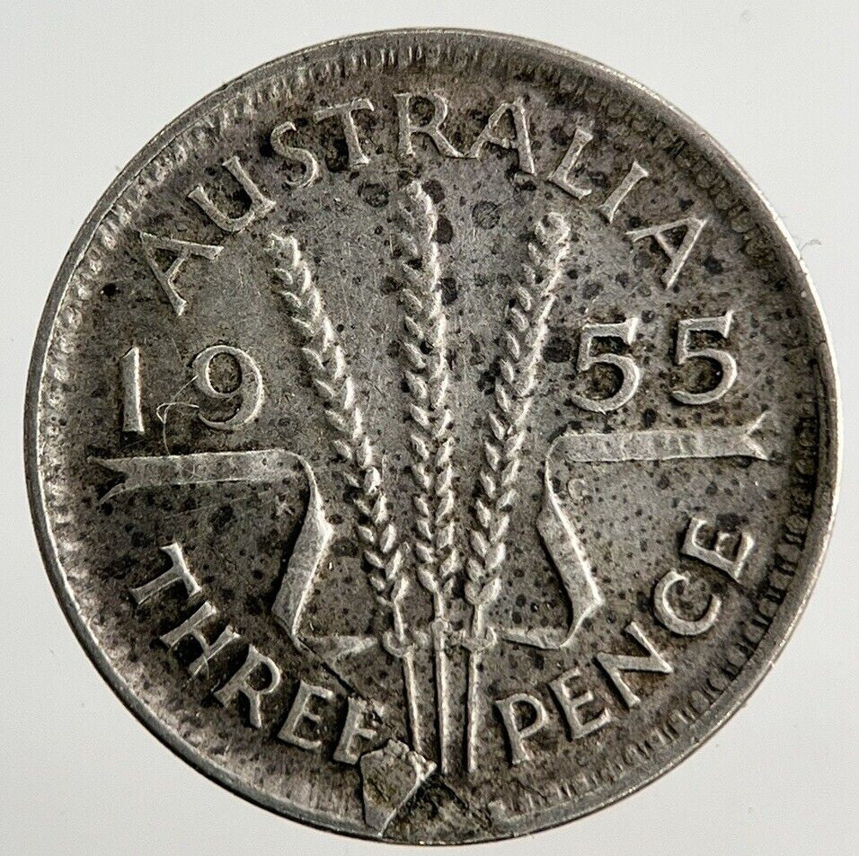 1955 Australia Threepence Silver Coin | Fine Collectable Grade