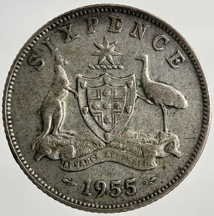 1955 Australia Sixpence Silver Coin | Fine Collectable Grade