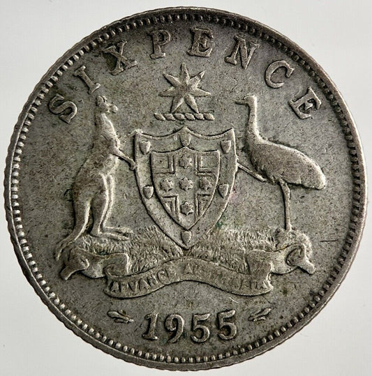 1955 Australia Sixpence Silver Coin | Fine Collectable Grade
