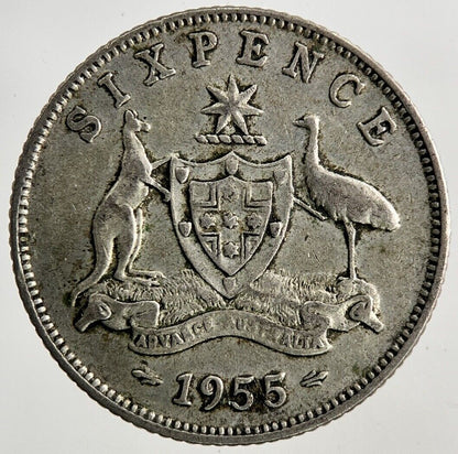 1955 Australia Sixpence Silver Coin | Fine Collectable Grade