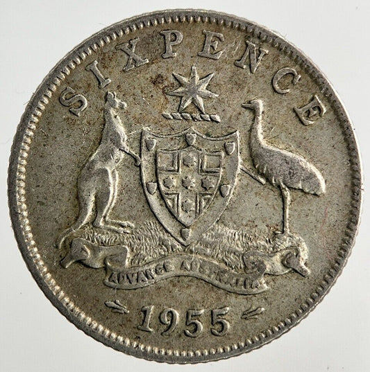 1955 Australia Sixpence Silver Coin | Fine Collectable Grade