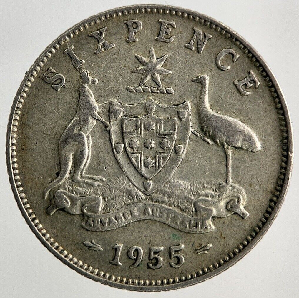 1955 Australia Sixpence Silver Coin | Fine Collectable Grade