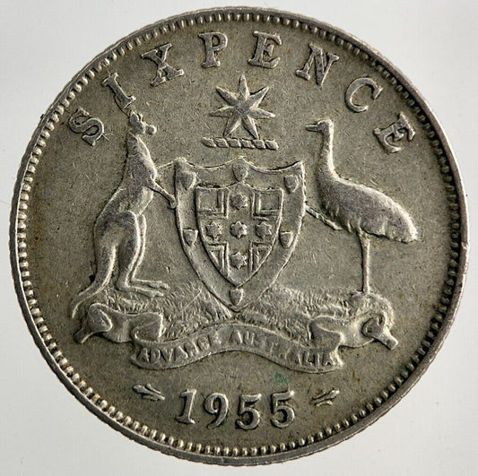 1955 Australia Sixpence Silver Coin | Fine Collectable Grade