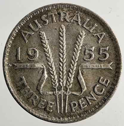 1955 Australia Threepence Silver Coin | Fine Collectable Grade