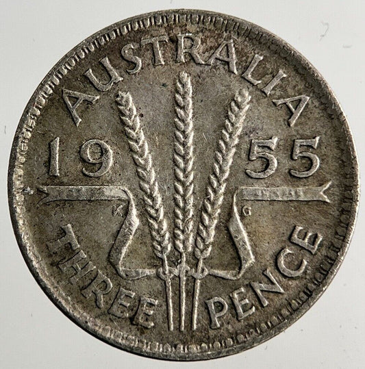 1955 Australia Threepence Silver Coin | Fine Collectable Grade