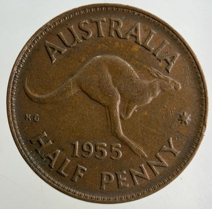 1955 Australia Half-Penny Coin | Fine Collectable Grade