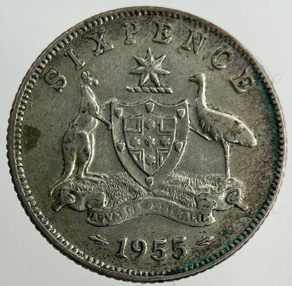 1955 Australia Sixpence Silver Coin | Very High Grade
