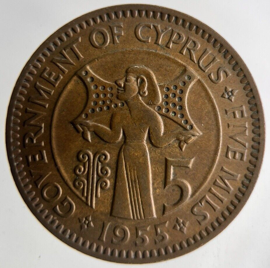 1955 Cyprus 5 Mils Coin | Fine Collectable Grade