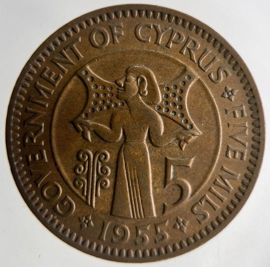 1955 Cyprus 5 Mils Coin | Fine Collectable Grade