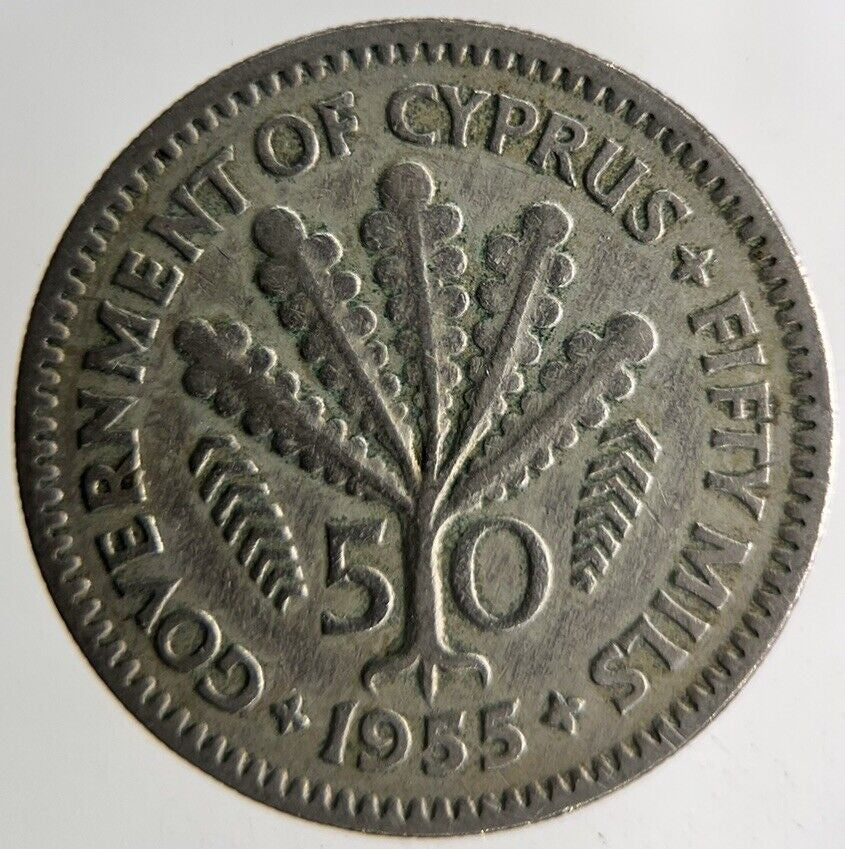 1955 Cyprus 50 Mils Coin | Fine Collectable Grade