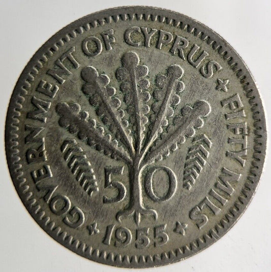 1955 Cyprus 50 Mils Coin | Fine Collectable Grade