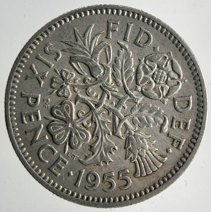 1955 Elizabeth II 2nd Sixpence Coin | Fine Collectable Grade