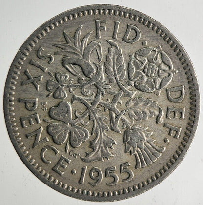 1955 Elizabeth II 2nd Sixpence Coin | Fine Collectable Grade