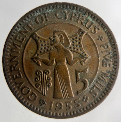 1955 Cyprus 5 Mils Coin | Fine Collectable Grade